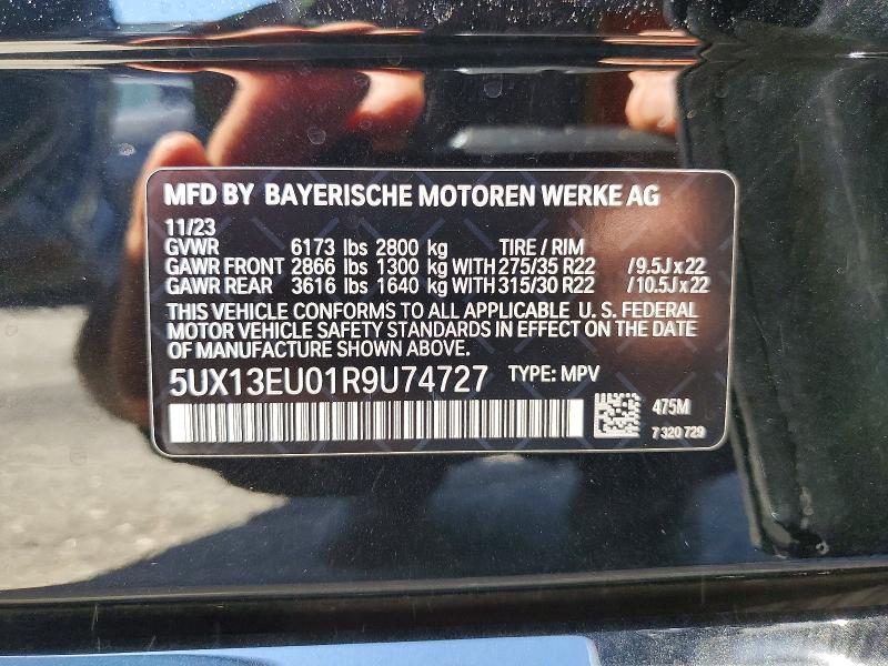 2024 Bmw X5 მანქანა იყიდება აუქციონზე, vin: 5UX13EU01R9U74727, აუქციონის ნომერი: 60877506