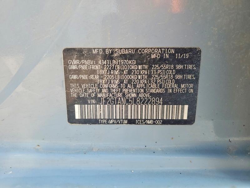 Aukcja sprzedaży 2020 Subaru Crosstrek, vin: JF2GTANC5L8222894, numer aukcji: 59248576