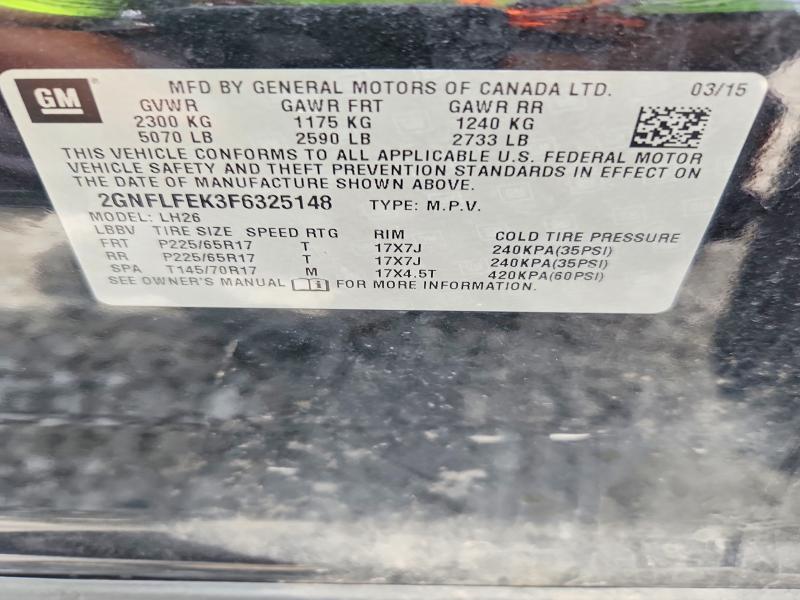Aukcja sprzedaży 2015 Chevrolet Equinox, vin: 2GNFLFEK3F6325148, numer aukcji: 63286216