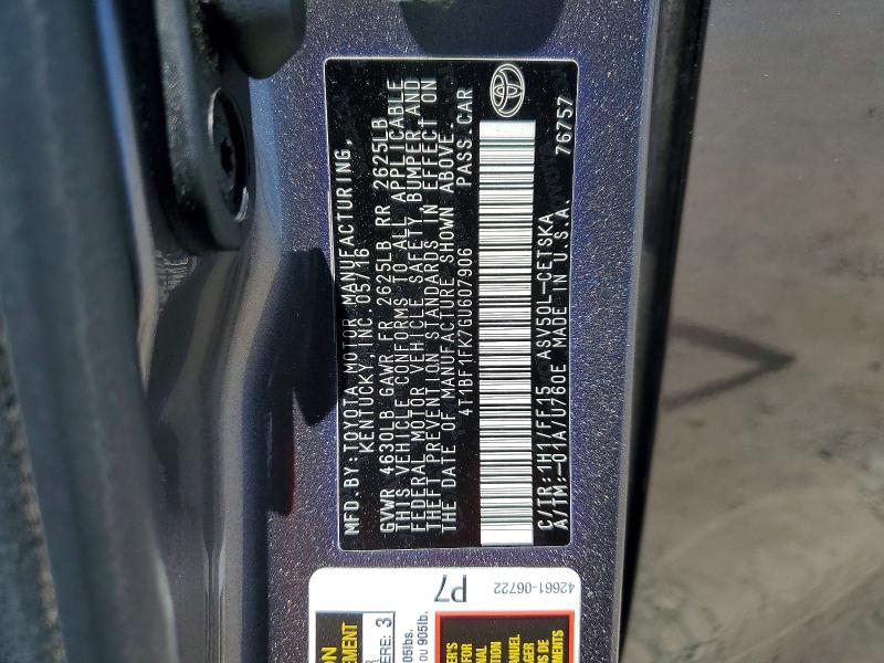 Aukcja sprzedaży 2016 Toyota Camry, vin: 4T1BF1FK7GU607906, numer aukcji: 60278846