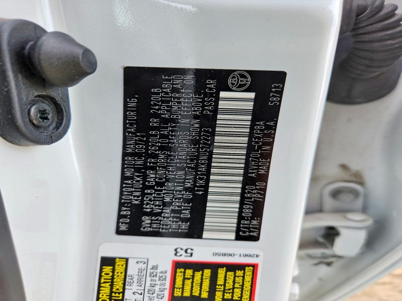 60683836 :رقم المزاد ، 4T1K31AK8NU572273 vin ، 2022 Toyota Camry مزاد بيع