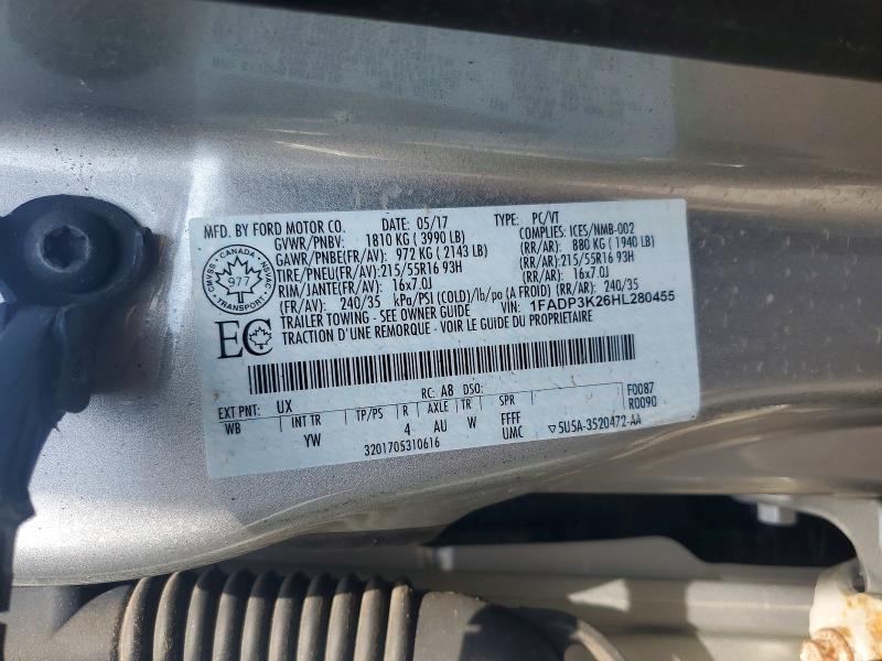2017 Ford Focus მანქანა იყიდება აუქციონზე, vin: 1FADP3K26HL280455, აუქციონის ნომერი: 62715706