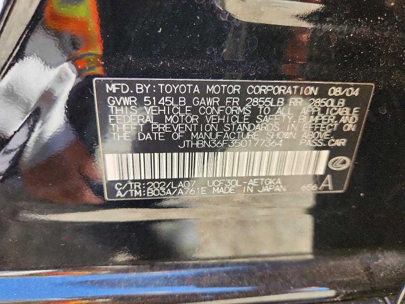 Продажа на аукционе авто 2005 Lexus Ls, vin: JTHBN36F350177364, номер лота: 59721676