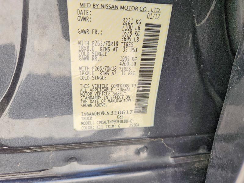 Aukcja sprzedaży 2012 Nissan Titan, vin: 1N6AA0ED9CN310617, numer aukcji: 62505816