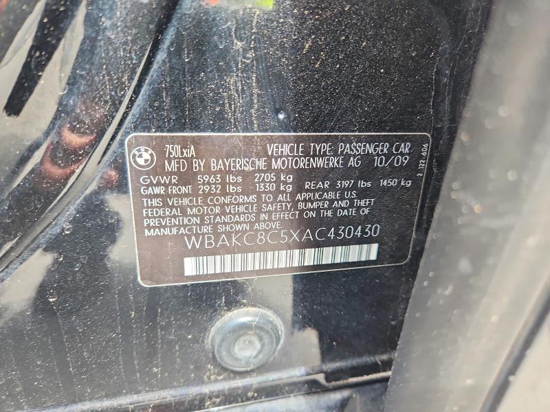 Продаж на аукціоні авто 2010 Bmw 750, vin: WBAKC8C5XAC430430, номер лоту: 62692746