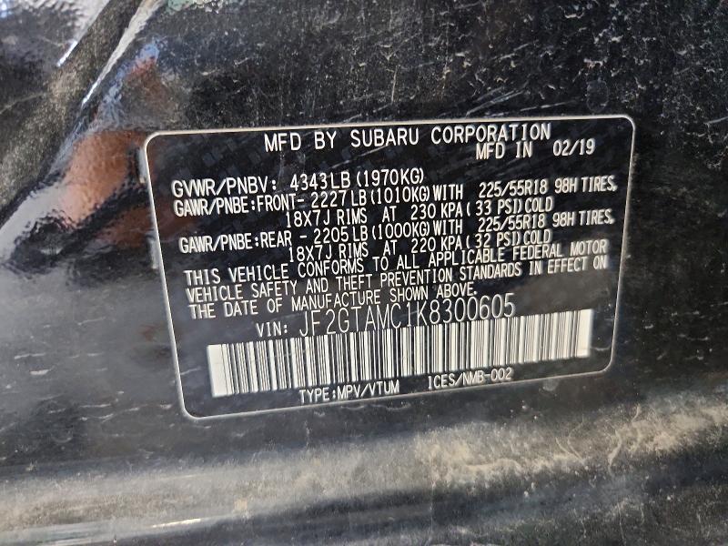 Продаж на аукціоні авто 2019 Subaru Crosstrek, vin: JF2GTAMC1K8300605, номер лоту: 61873326