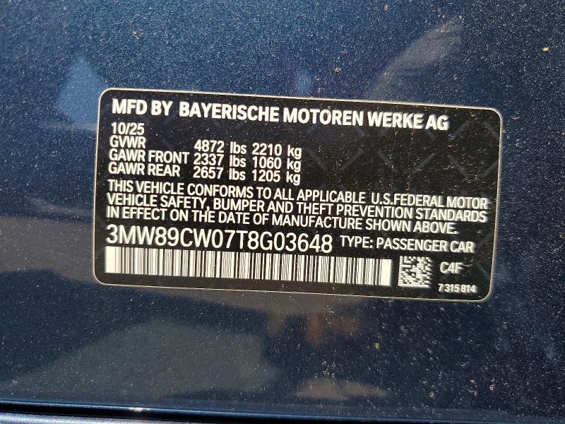 Продаж на аукціоні авто 2026 Bmw 330xi, vin: 3MW89CW07T8G03648, номер лоту: 79134585