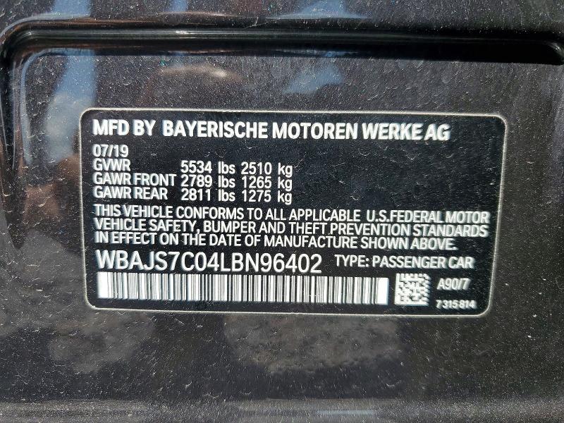2020 Bmw M550xi მანქანა იყიდება აუქციონზე, vin: WBAJS7C04LBN96402, აუქციონის ნომერი: 59006966