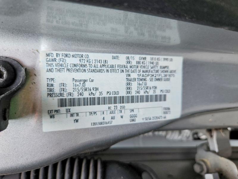Продажа на аукционе авто 2015 Ford Focus, vin: 1FADP3K21FL381870, номер лота: 61090226