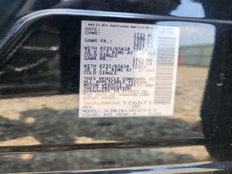 Aukcja sprzedaży 2016 Infiniti Qx60, vin: 5N1AL0MM5GC526671, numer aukcji: 61688346