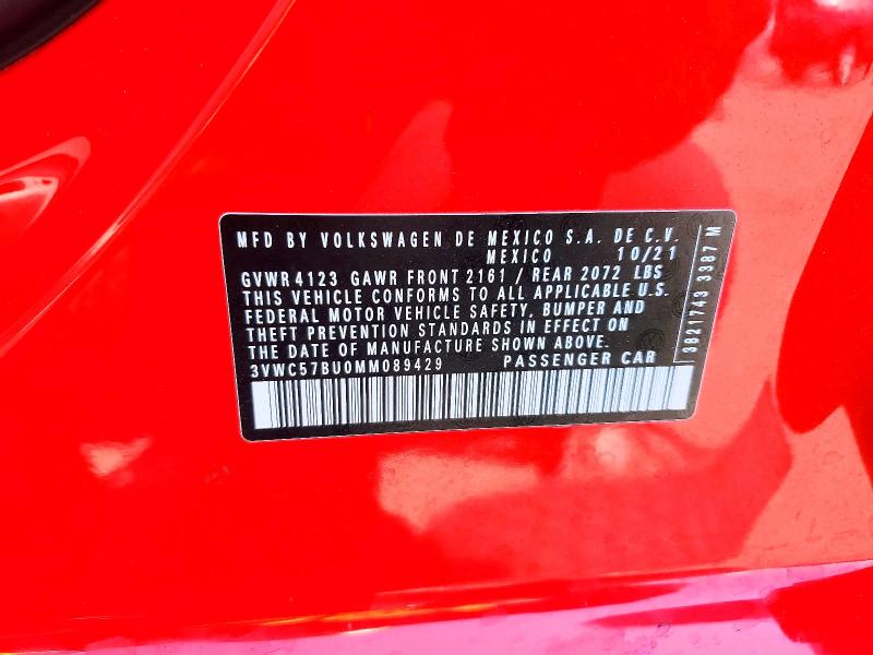 Продажа на аукционе авто 2021 Volkswagen Jetta, vin: 3VWC57BU0MM089429, номер лота: 60138706