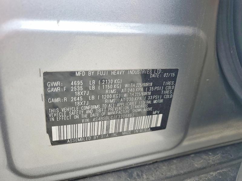 62546736 :رقم المزاد ، 4S4BSBLC7F3306863 vin ، 2015 Subaru Outback مزاد بيع