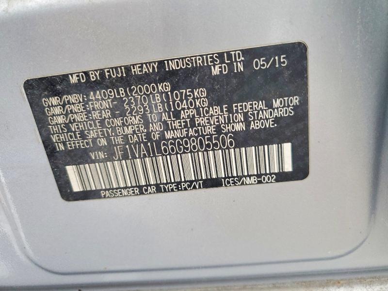 Aukcja sprzedaży 2016 Subaru Wrx, vin: JF1VA1L66G9805506, numer aukcji: 59816996