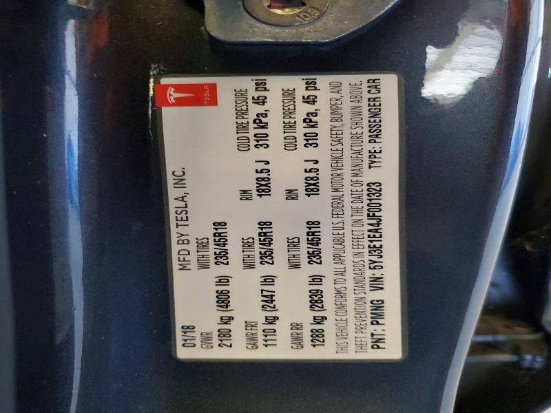 Aukcja sprzedaży 2018 Tesla Model 3, vin: 5YJ3E1EA4JF001323, numer aukcji: 62886526