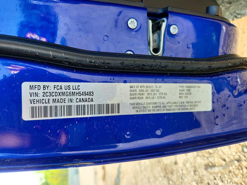 Aukcja sprzedaży 2021 Dodge Charger, vin: 2C3CDXMG6MH549483, numer aukcji: 62627056