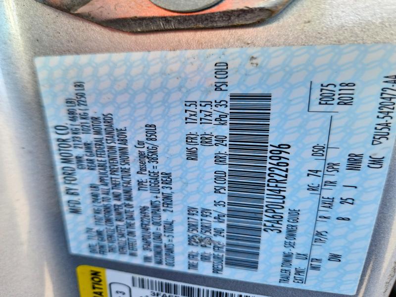 Продаж на аукціоні авто 2015 Ford Fusion, vin: 3FA6P0LU4FR226996, номер лоту: 62698566