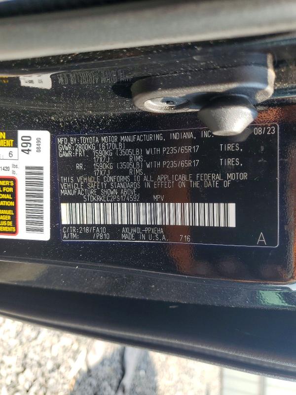 2023 Toyota Sienna მანქანა იყიდება აუქციონზე, vin: 5TDKRKEC2PS174592, აუქციონის ნომერი: 62270936