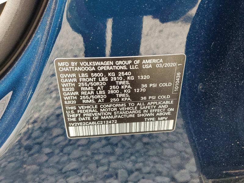 Продажа на аукционе авто 2020 Volkswagen Atlas Cross Sport, vin: 1V2YE2CA6LC212472, номер лота: 62993956