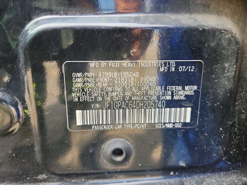 Продажа на аукционе авто 2013 Subaru Impreza, vin: JF1GPAC64DH205740, номер лота: 59275786
