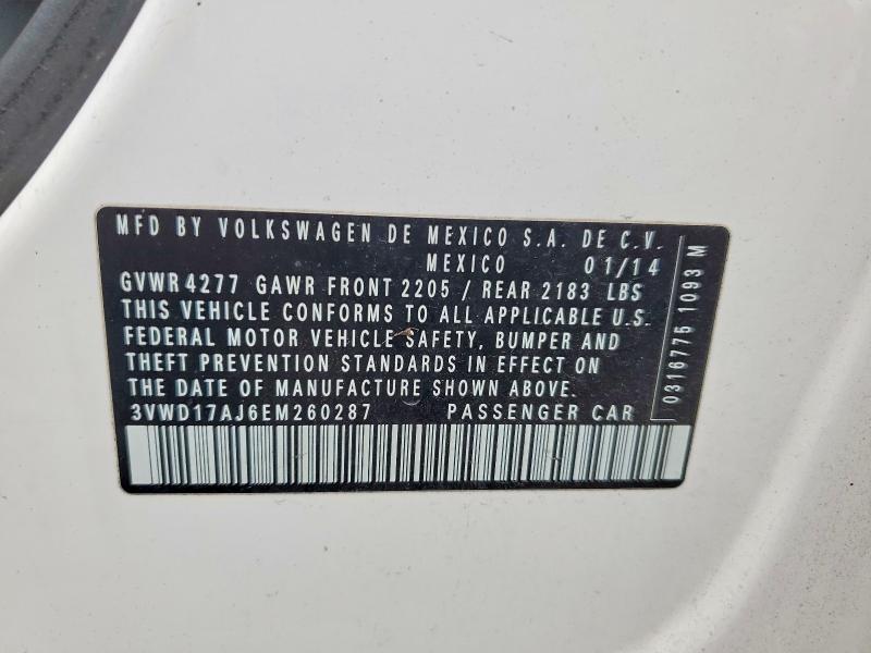 Aukcja sprzedaży 2014 Volkswagen Jetta, vin: 3VWD17AJ6EM260287, numer aukcji: 60122856