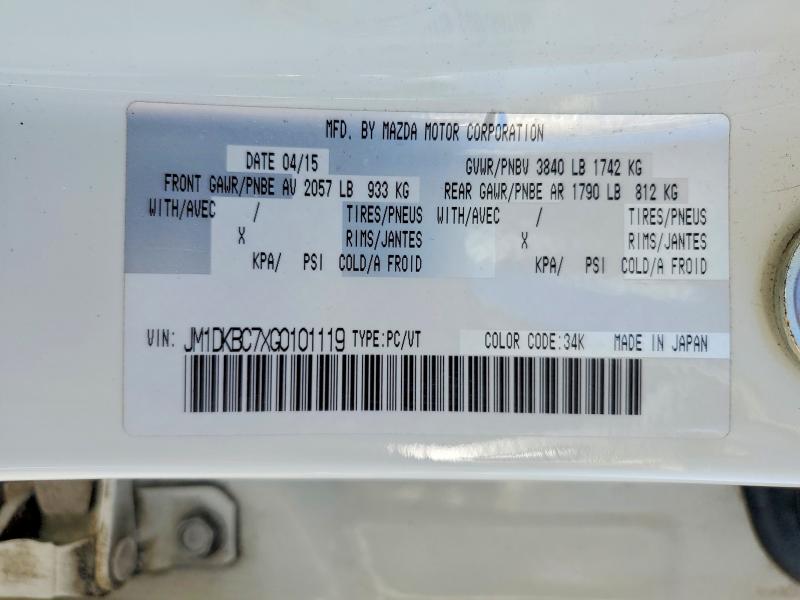 62297946 :رقم المزاد ، JM1DKBC7XG0101119 vin ، 2016 Mazda Cx-3 مزاد بيع
