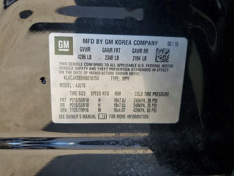 Aukcja sprzedaży 2017 Buick Encore, vin: KL4CJASB5HB016154, numer aukcji: 61540976