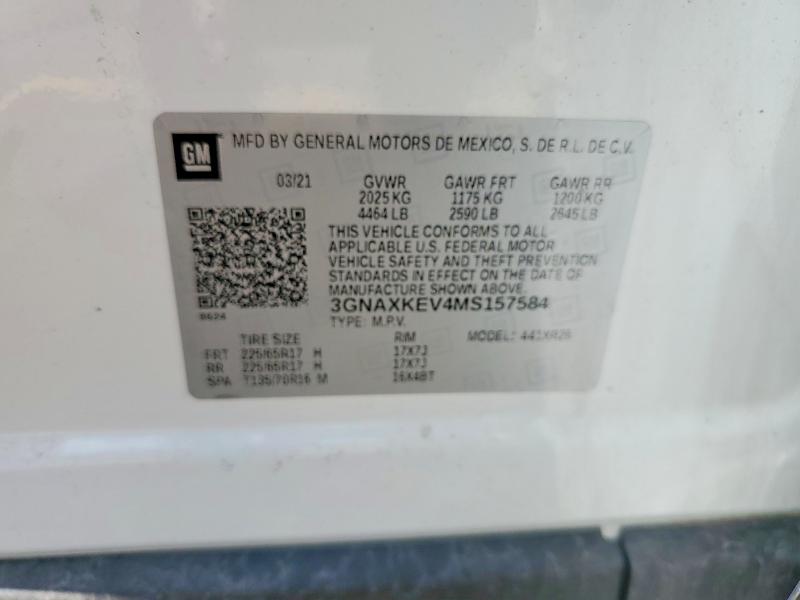 Продажа на аукционе авто 2021 Chevrolet Equinox, vin: 3GNAXKEV4MS157584, номер лота: 59807076