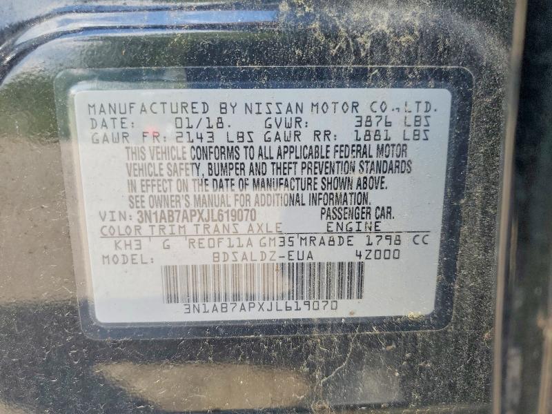 60794046 :رقم المزاد ، 3N1AB7APXJL619070 vin ، 2018 Nissan Sentra مزاد بيع