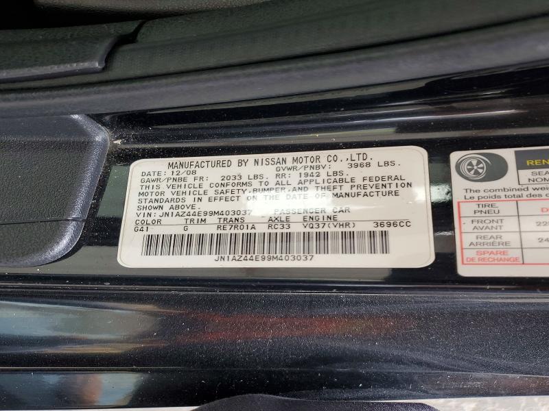 Aukcja sprzedaży 2009 Nissan 370z, vin: JN1AZ44E99M403037, numer aukcji: 62008336