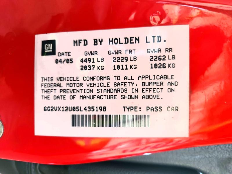 Aukcja sprzedaży 2005 Pontiac Gto, vin: 6G2VX12U05L435198, numer aukcji: 59614206