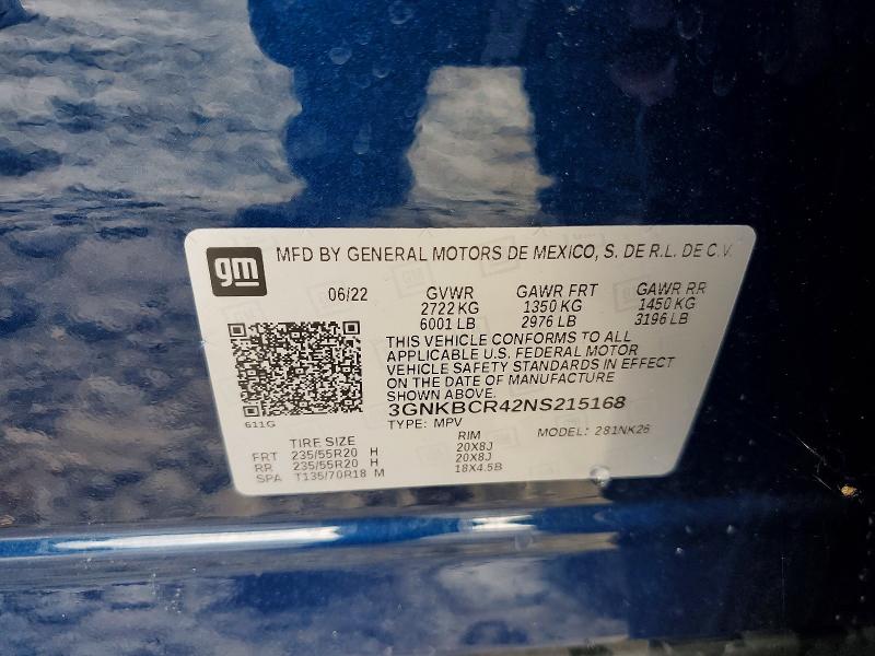 Продажа на аукционе авто 2022 Chevrolet Blazer, vin: 3GNKBCR42NS215168, номер лота: 61010136