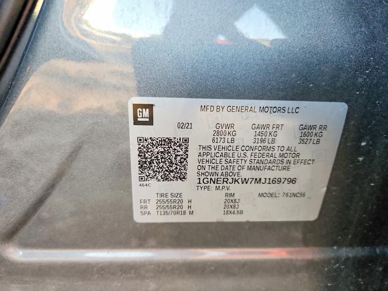 Продаж на аукціоні авто 2021 Chevrolet Traverse, vin: 1GNERJKW7MJ169796, номер лоту: 60996706