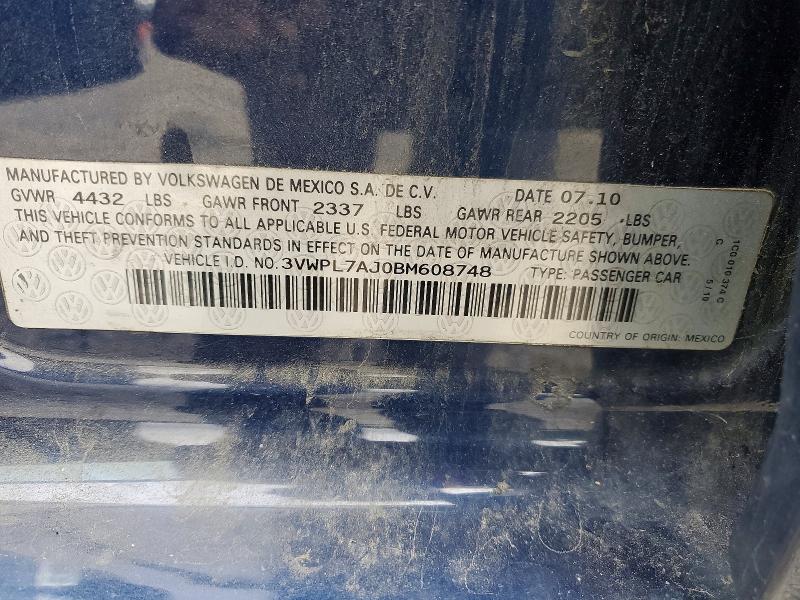 60015456 :رقم المزاد ، 3VWPL7AJ0BM608748 vin ، 2011 Volkswagen Jetta مزاد بيع