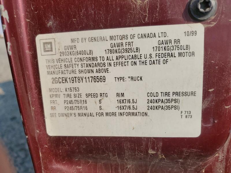 Aukcja sprzedaży 2000 Chevrolet Silverado, vin: 2GCEK19T8Y1176569, numer aukcji: 61402206