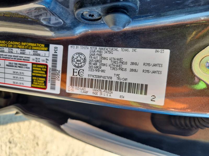 2023 Toyota Tundra Platinum მანქანა იყიდება აუქციონზე, vin: 5TFNC5DB8PX027650, აუქციონის ნომერი: 62778676