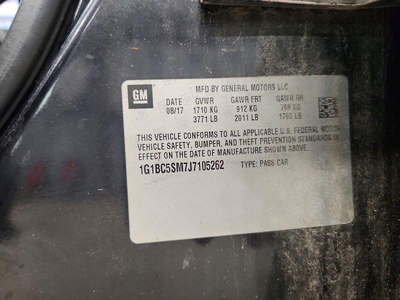 2018 Chevrolet Cruze მანქანა იყიდება აუქციონზე, vin: 1G1BC5SM7J7105262, აუქციონის ნომერი: 61100296