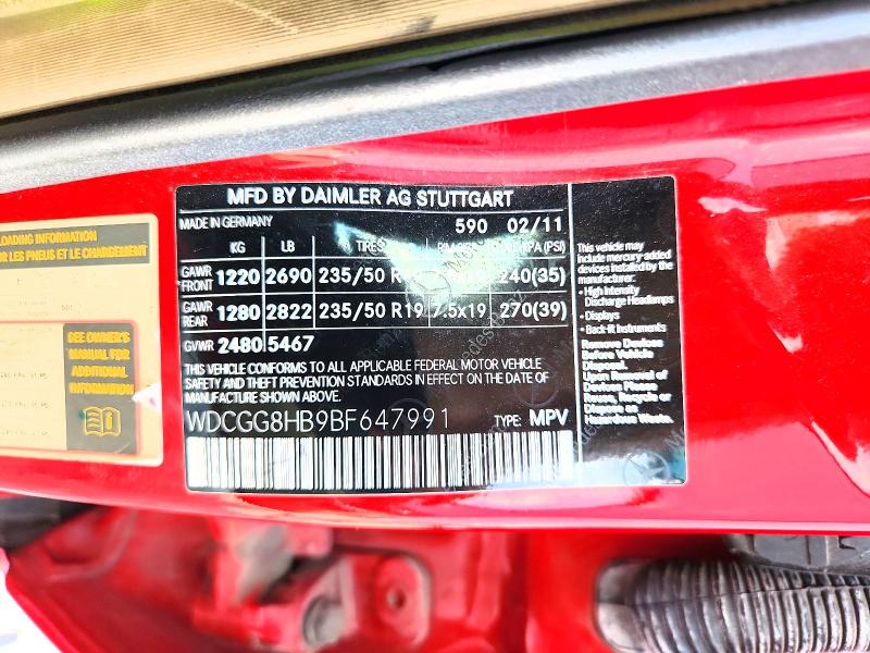 61695936 :رقم المزاد ، WDCGG8HB9BF647991 vin ، 2011 Mercedes-benz Glk مزاد بيع