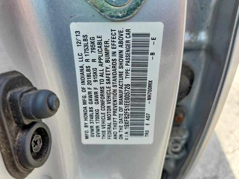 Продаж на аукціоні авто 2014 Honda Civic, vin: 19XFB2F51EE005726, номер лоту: 60217196
