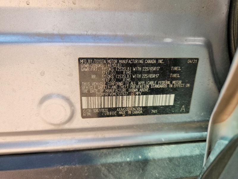 Продажа на аукционе авто 2021 Toyota Rav4, vin: 2T3H1RFV0MC137627, номер лота: 60167176