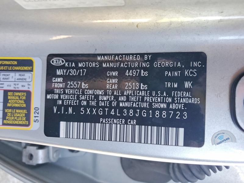 59635416 :رقم المزاد ، 5XXGT4L38JG188723 vin ، 2018 Kia Optima مزاد بيع
