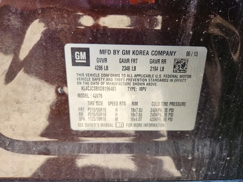 62863086 :رقم المزاد ، KL4CJCSBXDB196401 vin ، 2013 Buick Encore مزاد بيع