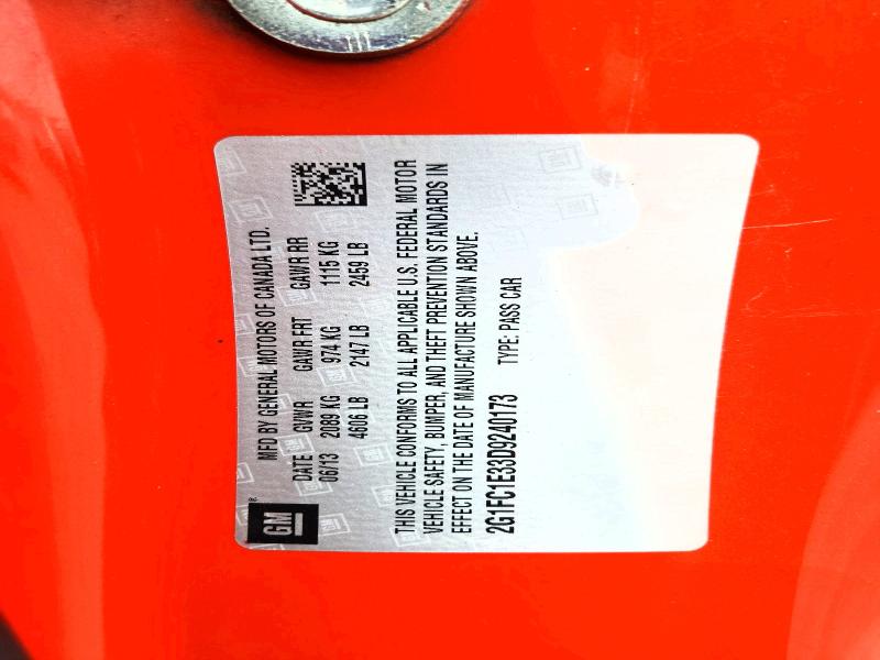 2013 Chevrolet Camaro მანქანა იყიდება აუქციონზე, vin: 2G1FC1E33D9240173, აუქციონის ნომერი: 73344655