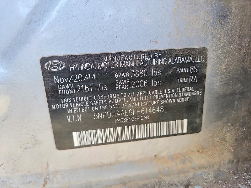 Aukcja sprzedaży 2015 Hyundai Elantra, vin: 5NPDH4AE9FH614648, numer aukcji: 61247676