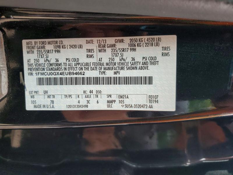Продажа на аукционе авто 2014 Ford Escape, vin: 1FMCU0GX4EUB94662, номер лота: 62035246