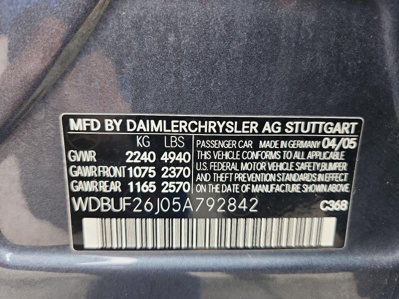 Aukcja sprzedaży 2005 Mercedes-benz E, vin: WDBUF26J05A792842, numer aukcji: 62248396