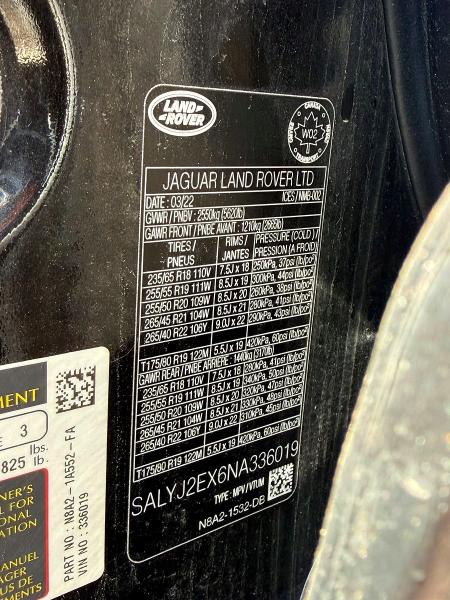 Продажа на аукционе авто 2022 Land Rover Range Rover Velar, vin: SALYJ2EX6NA336019, номер лота: 60468656