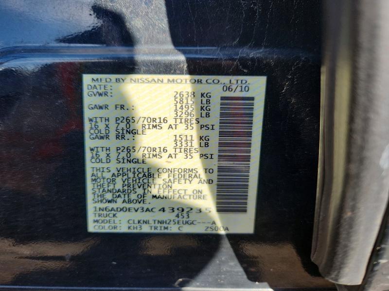 Aukcja sprzedaży 2010 Nissan Frontier, vin: 1N6AD0EV3AC439235, numer aukcji: 61342346