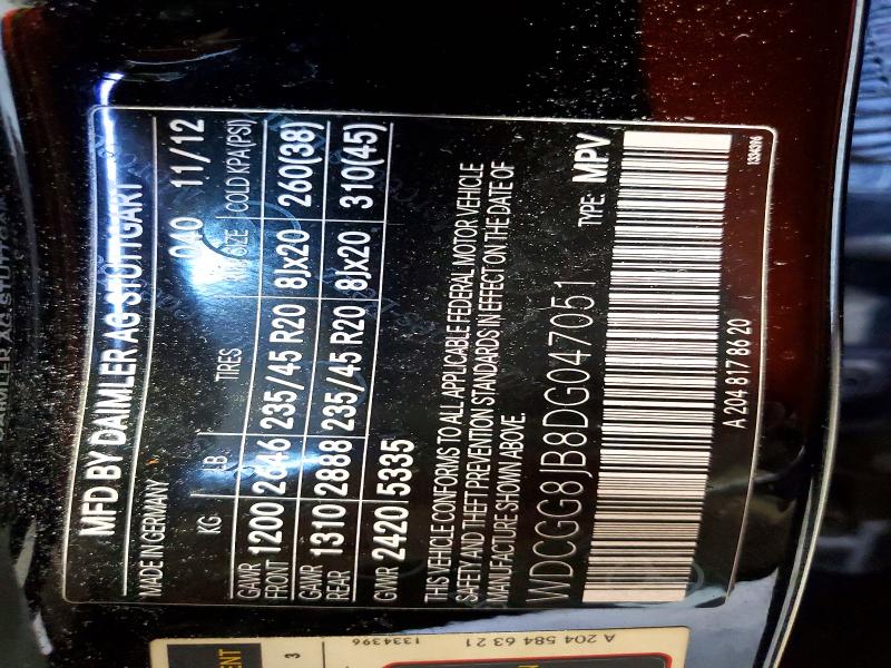 61842756 :رقم المزاد ، WDCGG8JB8DG047051 vin ، 2013 Mercedes-benz Glk مزاد بيع