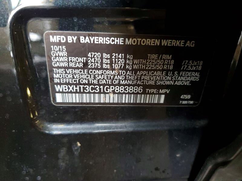 61790926 :رقم المزاد ، WBXHT3C31GP883886 vin ، 2016 Bmw X1 مزاد بيع