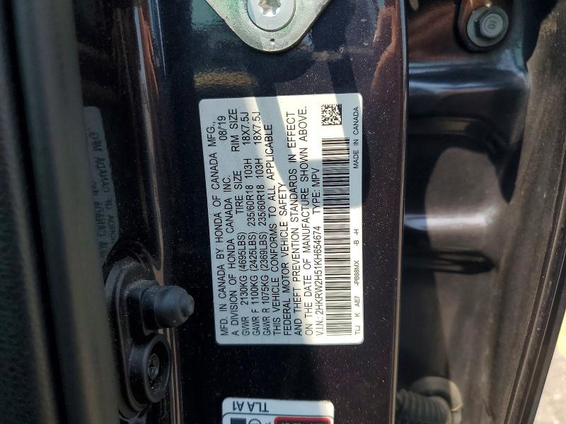 60996126 :رقم المزاد ، 2HKRW2H51KH654674 vin ، 2019 Honda Cr-v مزاد بيع